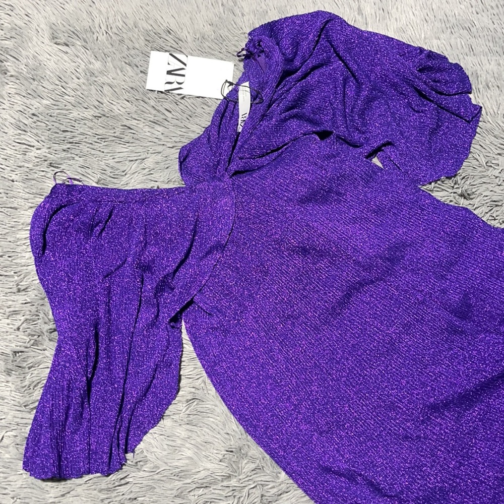24.-π₯°π₯°ZARA Metallic Purple Cape Maxi Dressπ₯°π₯° - Picture 8 of 15